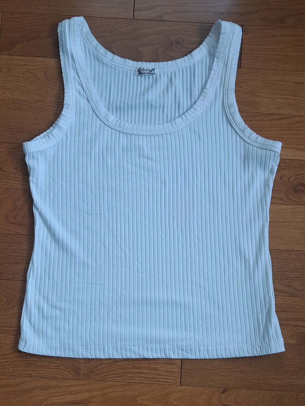 Free People White Ribbed Scoop Tank